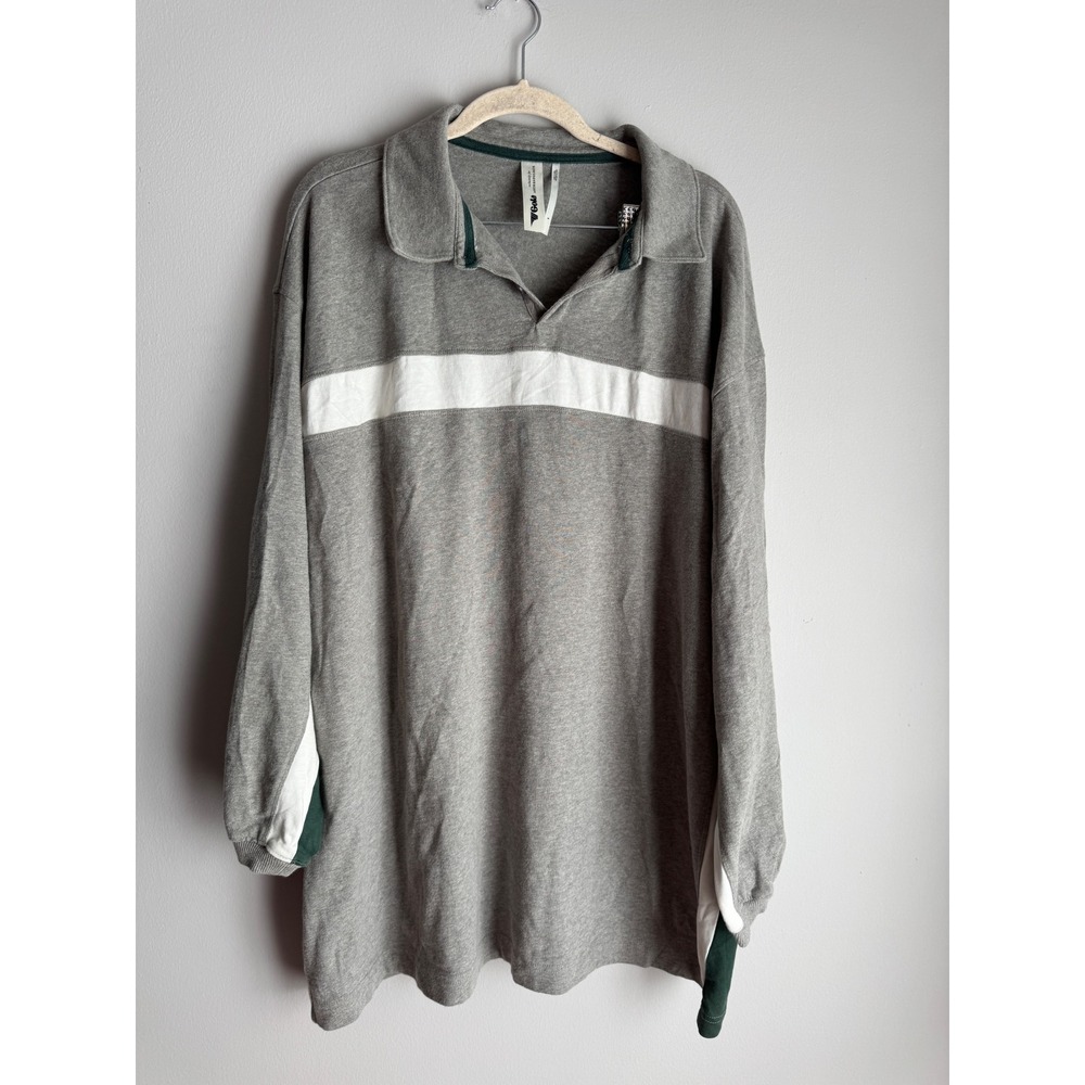 Gola Anthropologie Grey Floral Graphic Long Sleeve Rugby Polo Shirt Womens Small